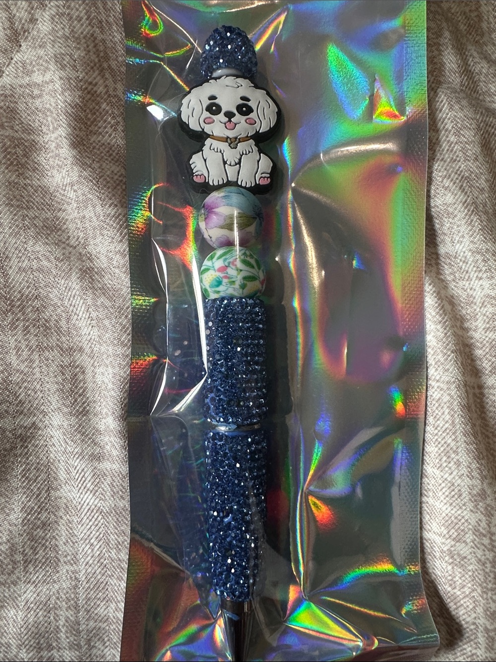Cute Puppy Beaded Blue Pen - Women's Accessories